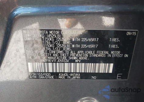 2015 Toyota Rav4 Le из США, поврежденный, VIN JTMZFREV1FJ059334